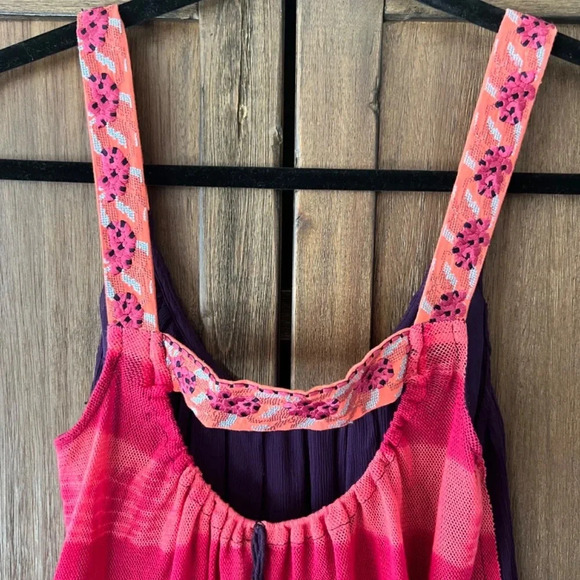Free People Firecracker Tunic Tank Top Orange Combo Size XS - Picture 6 of 10
